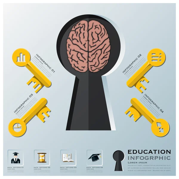 Educación y aprendizaje Infografía de la forma clave — Archivo Imágenes Vectoriales