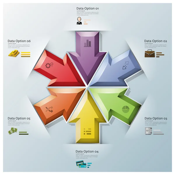 Modern fúziós nyilak három dimenzió polygon üzleti infographi — Stock Vector