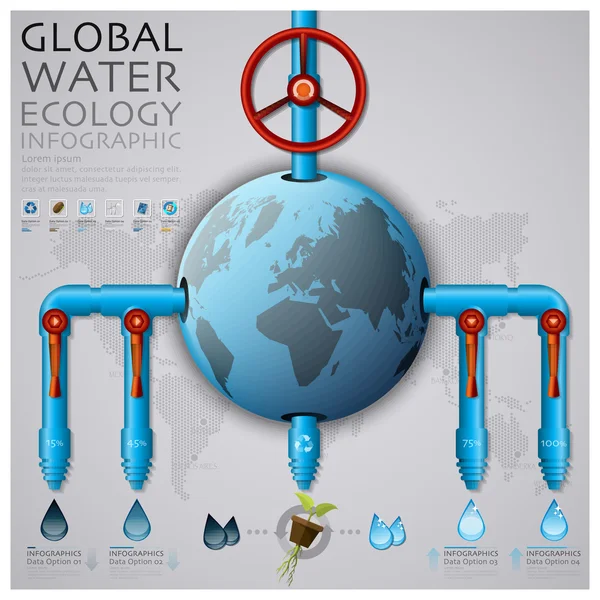 Globale Wasserleitungsökologie und Umweltinformationsgrafik — Stockvektor