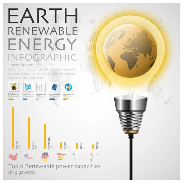 Jorden förnybar energi ekologi och miljö Infographic — Stock vektor