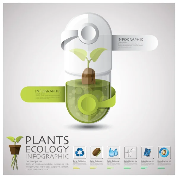錠剤カプセル植物生態学と環境のインフォ グラフィック — ストックベクタ