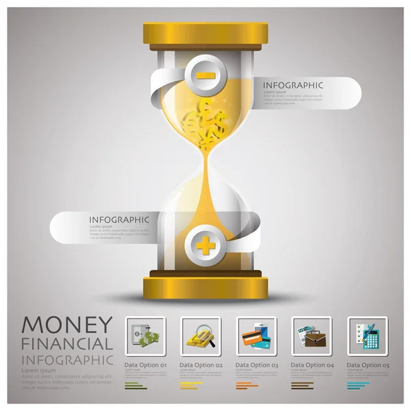 Sandglass Money And Financial Infographie d'affaires — Image vectorielle