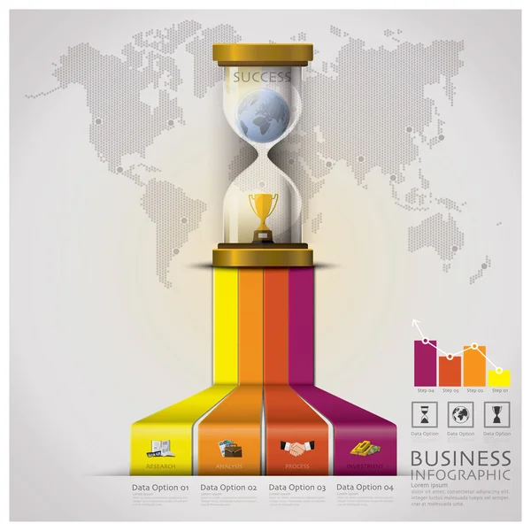 Sandglass trappa steg till framgång Business Infographic — Stock vektor