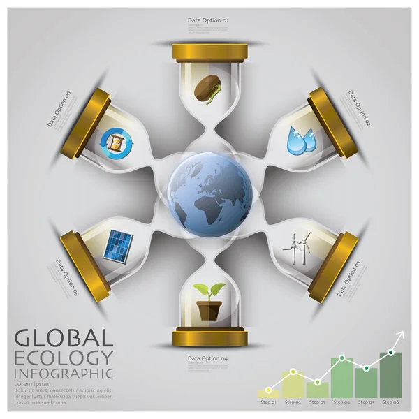 Sandglas globale Ökologie und Umwelt Infografik — Stockvektor