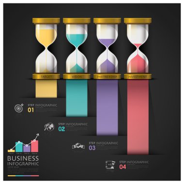 Kum saati para ve mali iş merdiven adım Infographi