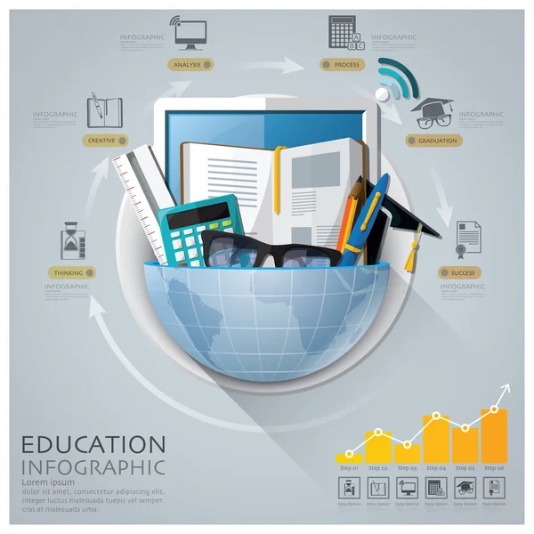 Educazione globale e laurea Infografica con Round Circle Di — Vettoriale Stock