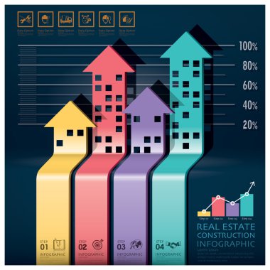 Emlak ve inşaat Infographic okları Di bina ile