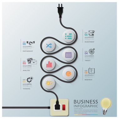 Curve Electric Wire Line Diagram Business Infographic clipart