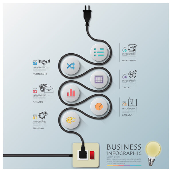 Curve Electric Wire Line Diagram Business Infographic