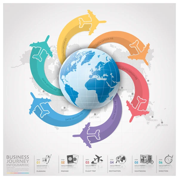 Viaje de negocios con la línea aérea global Diagrama de Infografía — Archivo Imágenes Vectoriales