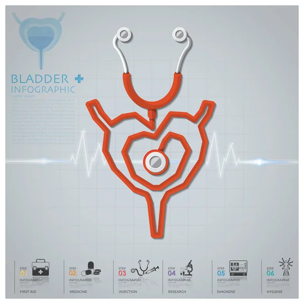 Urinblåsan form stetoskop hälsa och medicinska Infographic — Stock vektor