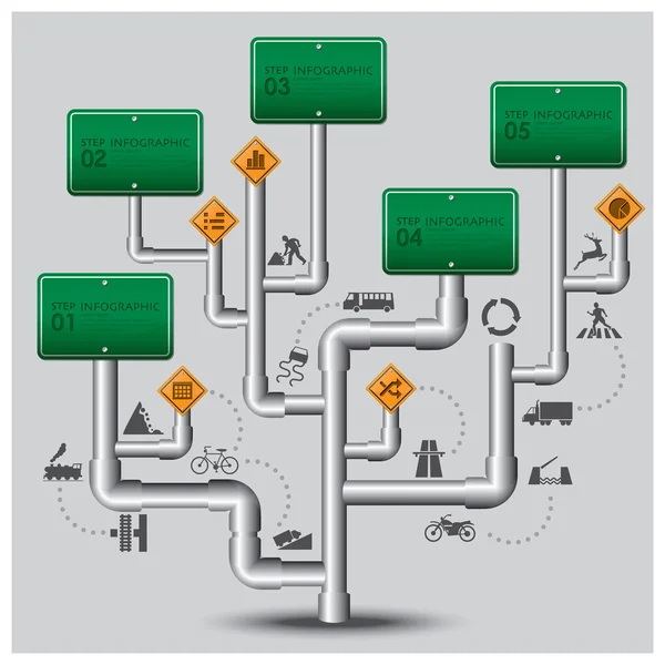 Infografía del negocio de señalización vial y vial — Vector de stock