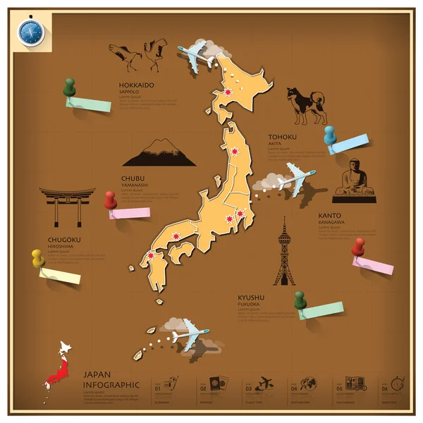 Japón Landmark Business And Travel Infographic — Vector de stock