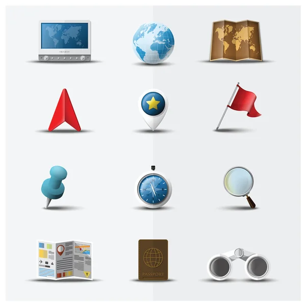 Travel And Journey Navigator Icon Set Design — Stock Vector