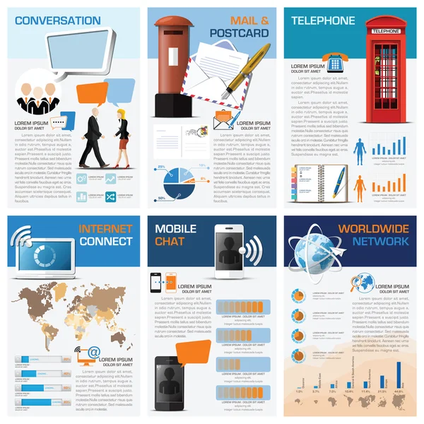 Diagrama de gráfico de comunicação e conexão Infográfico — Vetor de Stock