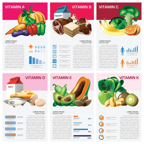 Egészségügyi és orvosi Vitamin diagram Diagram Infographic — Stock Vector