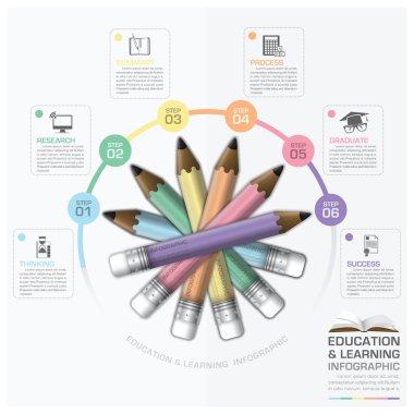 Eğitim ve adım Infographic döndürme kalem Diagr ile öğrenme