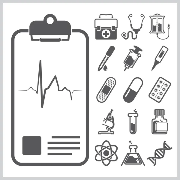 Conjunto de ícone de sinal médico e de saúde — Vetor de Stock