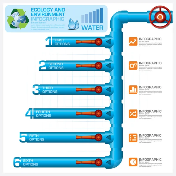 Acqua Pipeline Ecologia e ambiente Business Infografica Vettoriale Stock