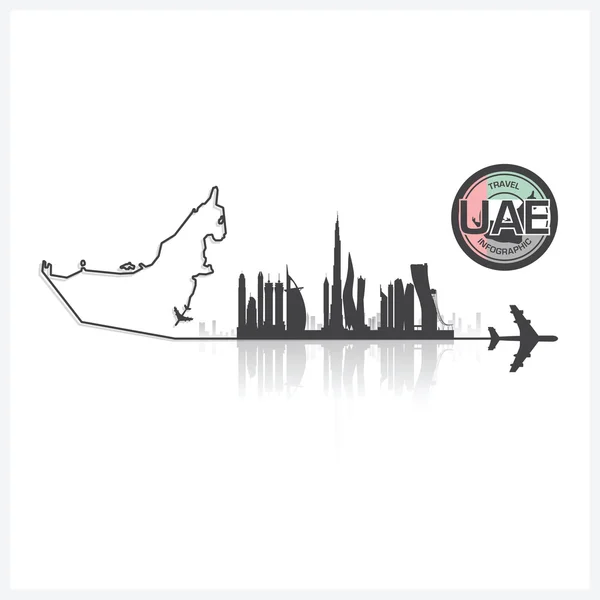 Émirats arabes unis Skyline Buildings Silhouette Arrière-plan — Image vectorielle