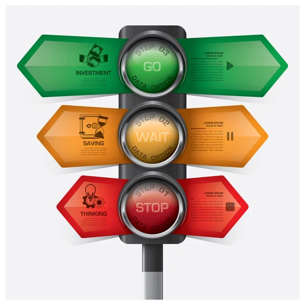 Business And Financial With Traffic Light Sign Infographic Diagr — Stock Vector