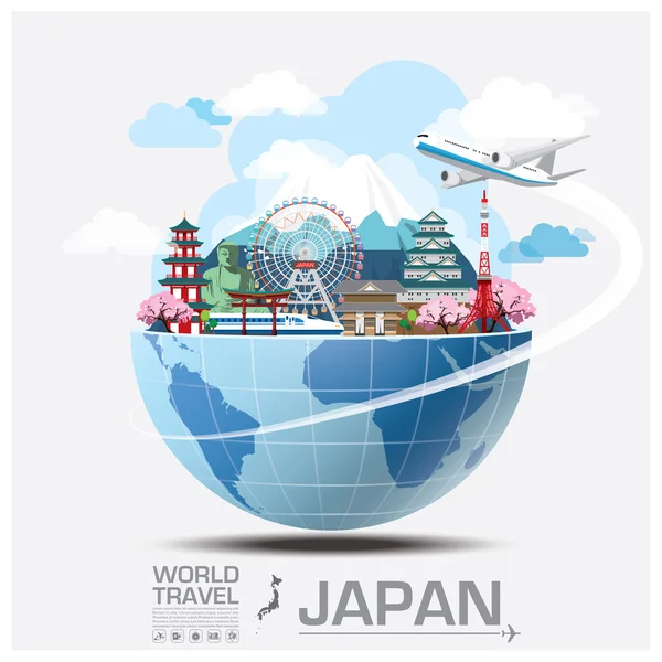 Giappone Punto di riferimento globale viaggio e viaggio Infografica Grafiche Vettoriali