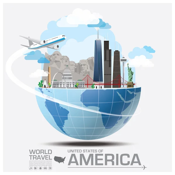 Vereinigte Staaten von Amerika Wahrzeichen globale Reise-und Reiseinformationen lizenzfreie Stockillustrationen