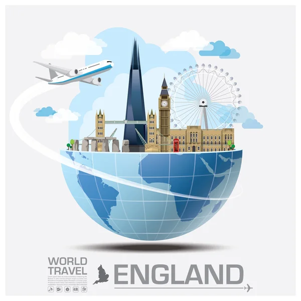 Englands Wahrzeichen globale Reise- und Reise-Infografik Stockillustration