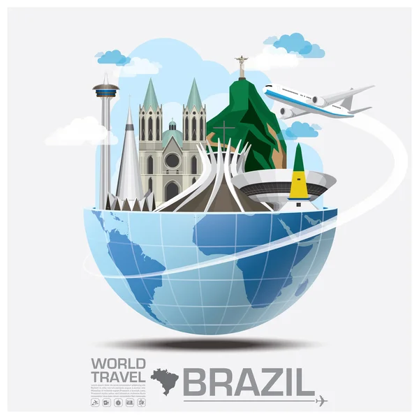 Brasil Landmark Global Travel And Journey Infographic — Archivo Imágenes Vectoriales