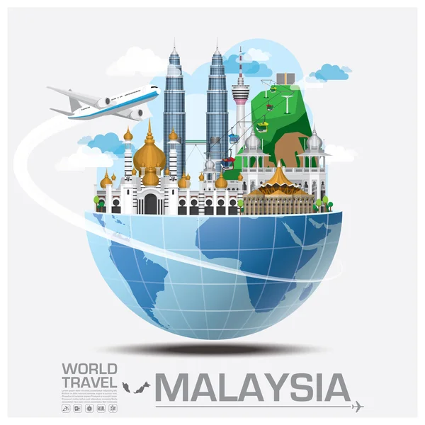 Malaysia Landmark Global Travel And Journey Infographic — Stock Vector
