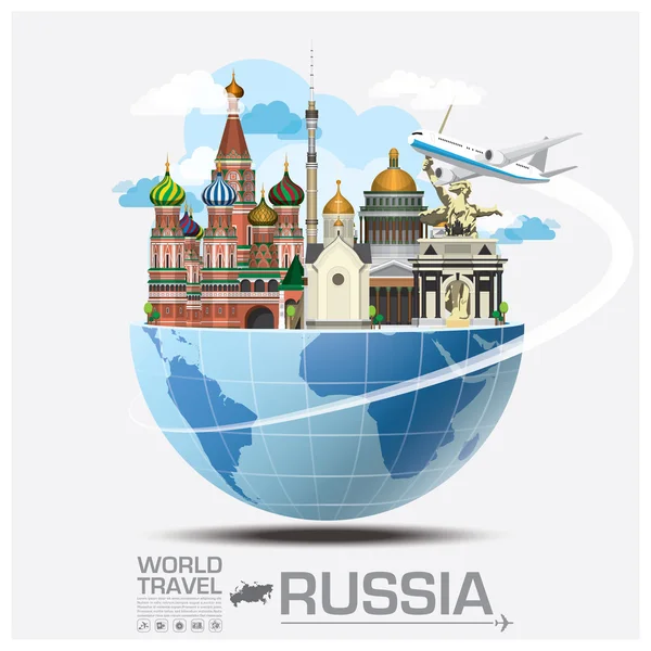 Russland Wahrzeichen globale Reise-und Reise-Infografik — Stockvektor