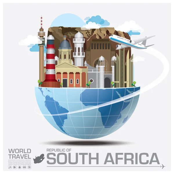 Südafrika Wahrzeichen globale Reise-und Reise-Infografik — Stockvektor