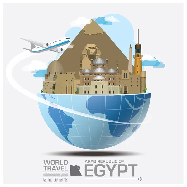 Egypte Landmark wereldwijde reizen en reis Infographic — Stockvector