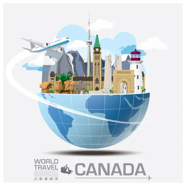 Kanada Wahrzeichen globale Reise-und Reise-Infografik lizenzfreie Stockillustrationen