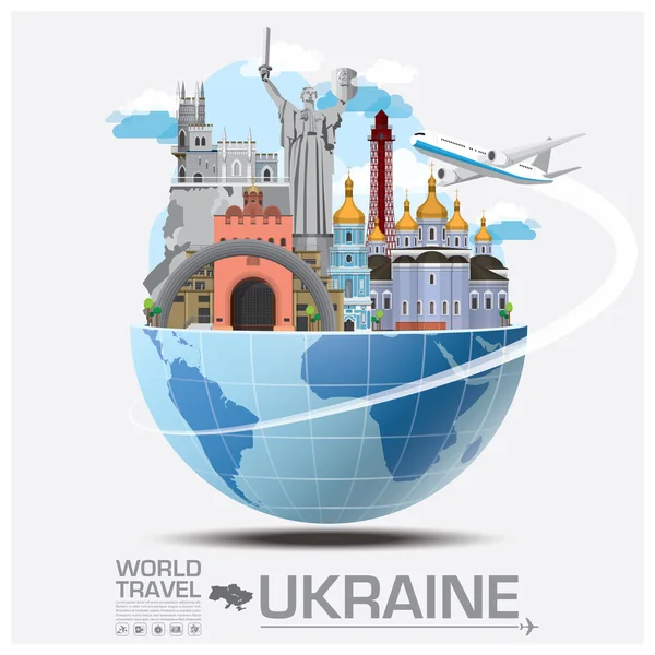 乌克兰的地标环球旅行和旅程图 — 图库矢量图片