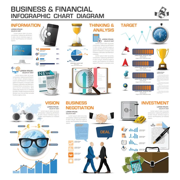 Geschäfts- und Finanzinformationsgrafik Diagramm — Stockvektor