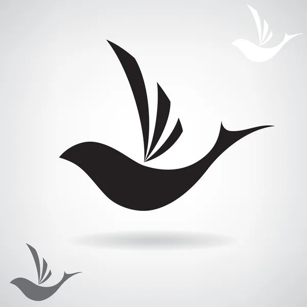 Uçan bir kuş stilize siyah siluet.