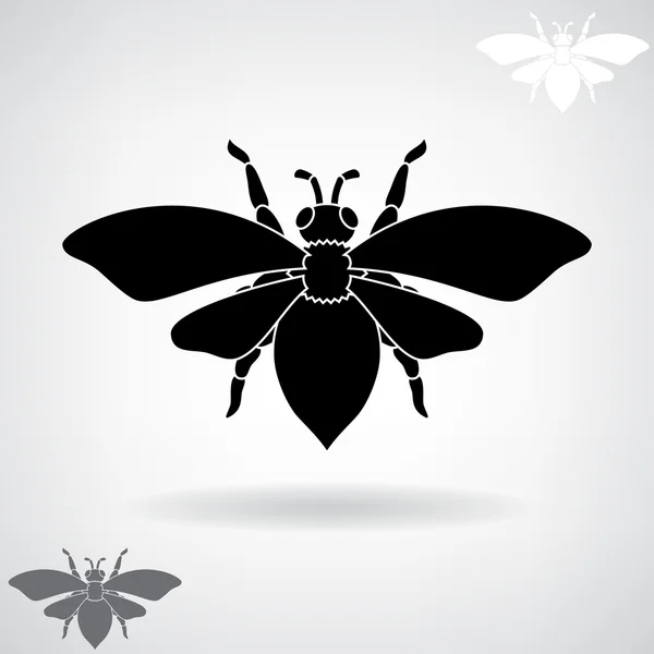 Silhouette noire de l'abeille . — Image vectorielle