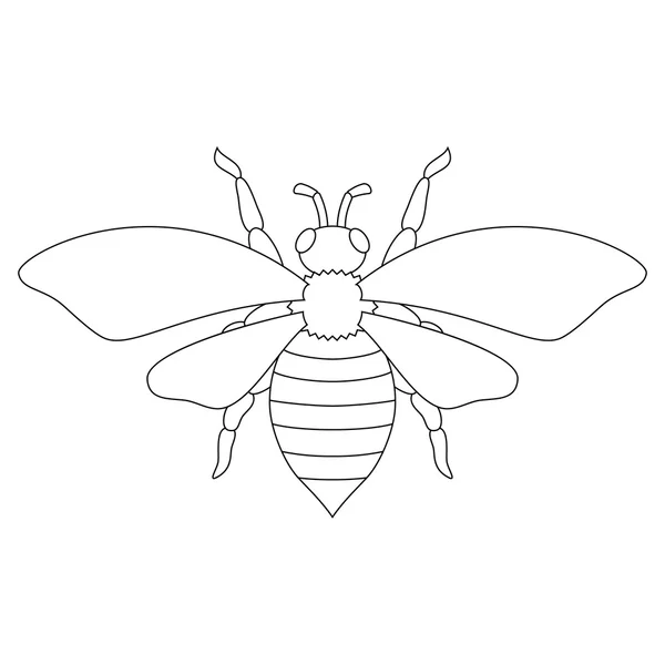 Silueta blanca de la abeja . — Vector de stock