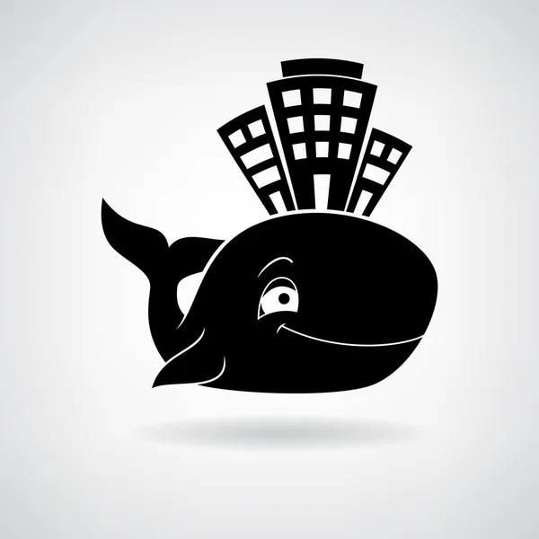 Stilize evde siyah balina.