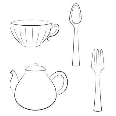 Tarz mutfak eşyaları kümesi. 