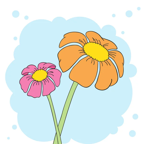 Kartpostal ile mavi bir arka plan üzerinde çiçekler.