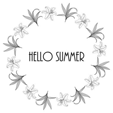 Zambak ile Vintage çerçeve çiçek.