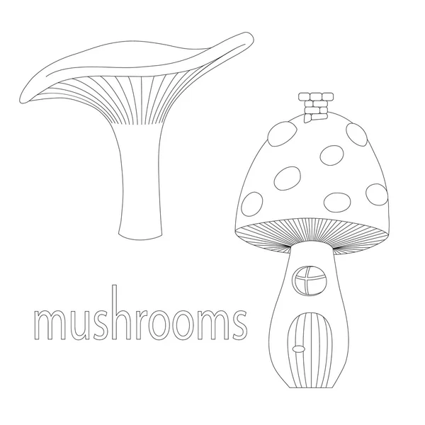 Ensemble de champignons isolés sur fond blanc — Image vectorielle