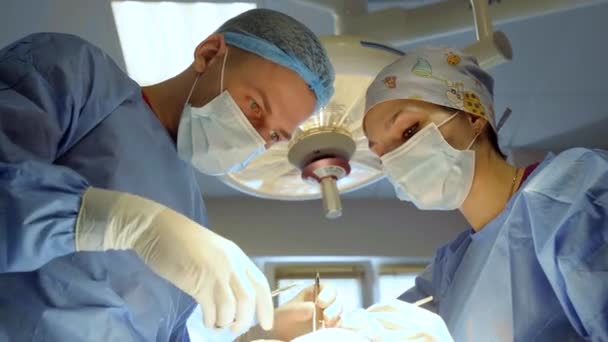 Cirugía Plástica Blefaroplastia Para Modificar Región Ocular Cara Clínica Médica — Vídeos de Stock