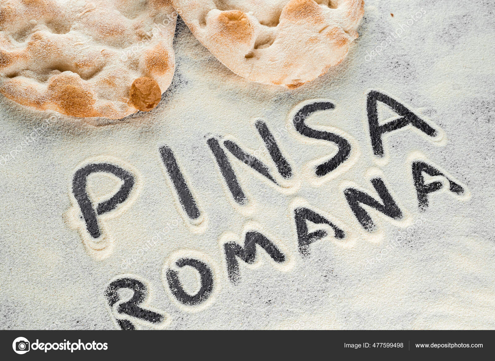 Dough Flour Text Pinsa Romana Italiano Black Background Scrocchiarella