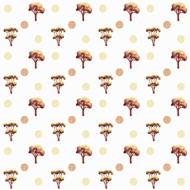 sonbahar desen şirin ince ağaçları ile ayarla.