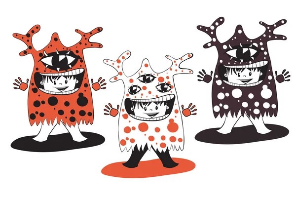 Dibujos animados lindo monstruos conjunto . — Archivo Imágenes Vectoriales