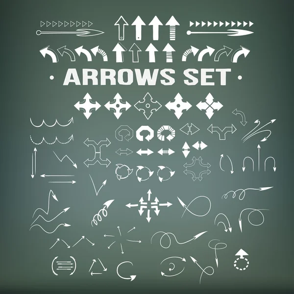 Arrows set, hand drawn arrows set, sketched style — Stock Vector