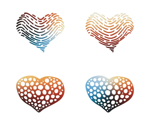 Vibrantes corazones coloridos formas . — Archivo Imágenes Vectoriales